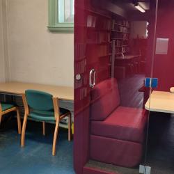 Photo of the acoustic pod in the McBurney Room of the Haddon Library